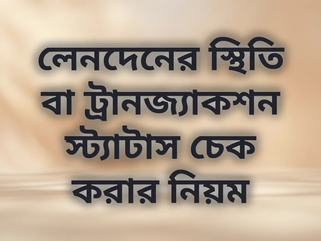লেনদেনের স্থিতি বা ট্রানজ্যাকশন স্ট্যাটাস চেক করার নিয়ম